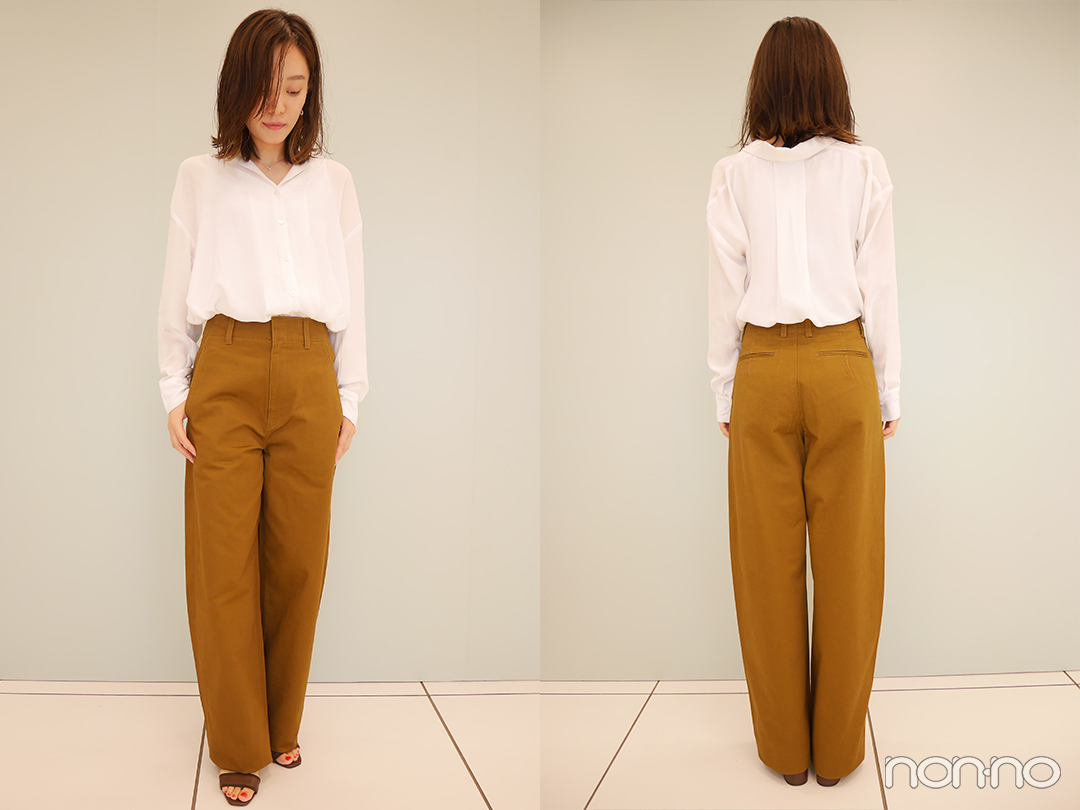 ワイドフィットカーブパンツ(正面、背面)