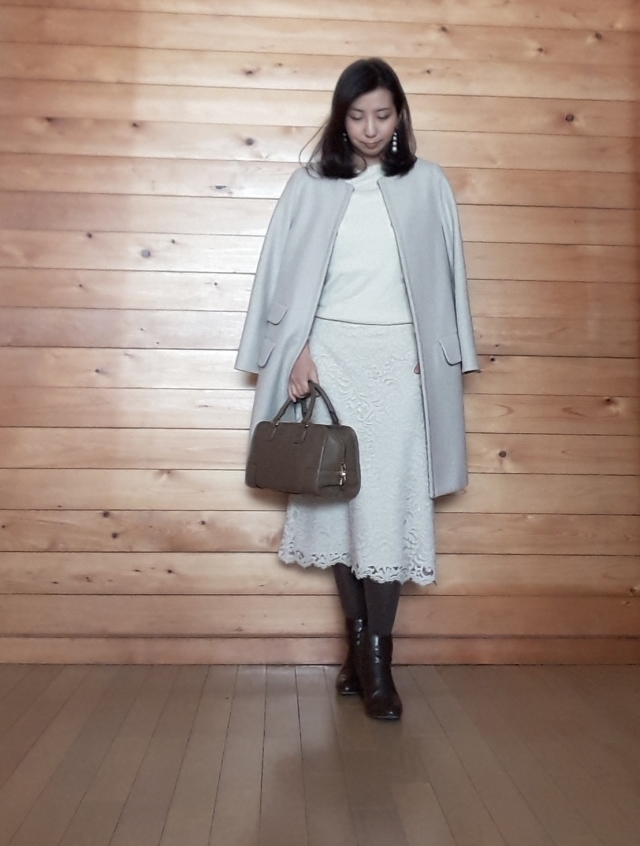 レーススカートで冬の華やぎコーデ ファッション誌marisol マリソル 40代をもっとキレイに 女っぷり上々