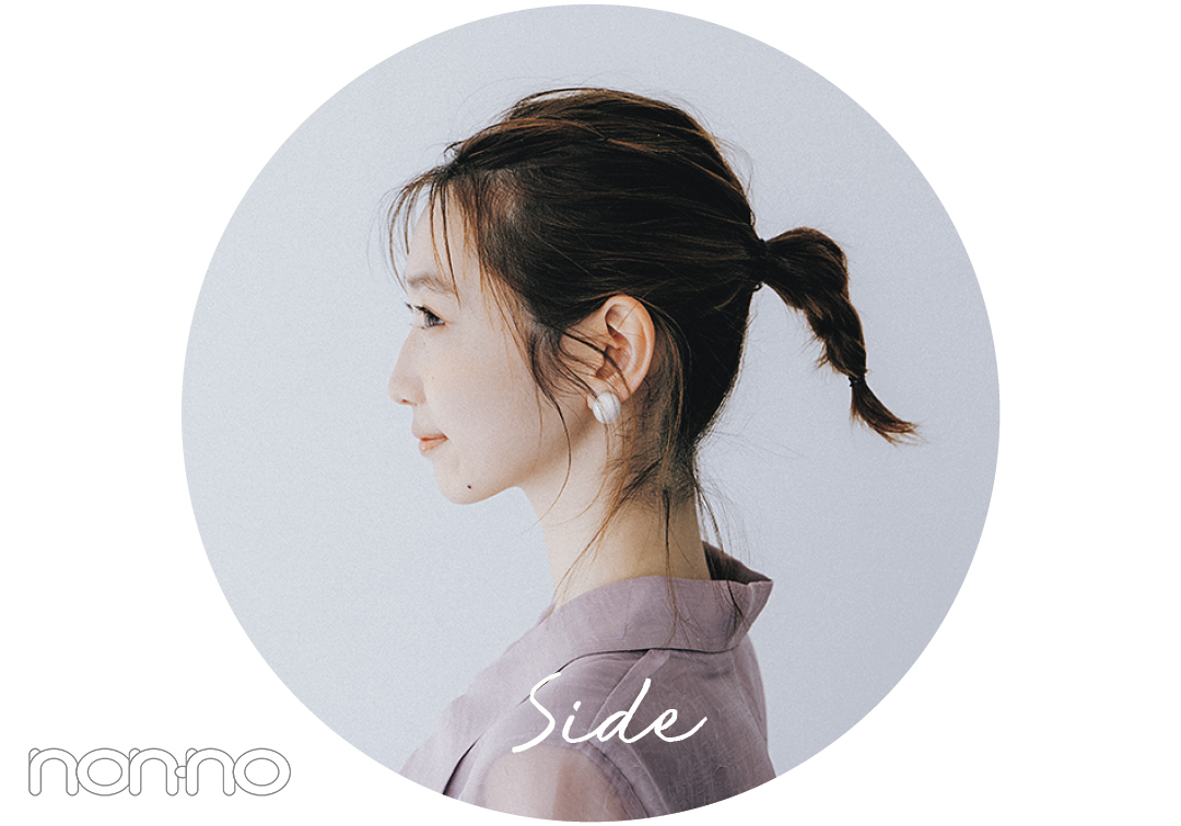 岡本夏美「三つ編みポニーヘアアレ」のモデルカット2
