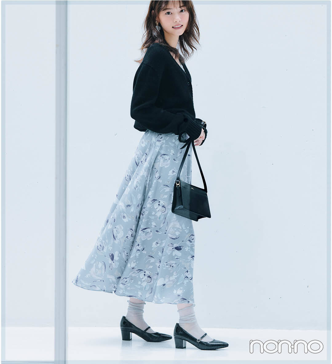 西野七瀬&堀田真由が挑戦! 定番の花柄はドローイングフラワーを選んでフェミニンに♡【冬の透明感ガール④】_1_2