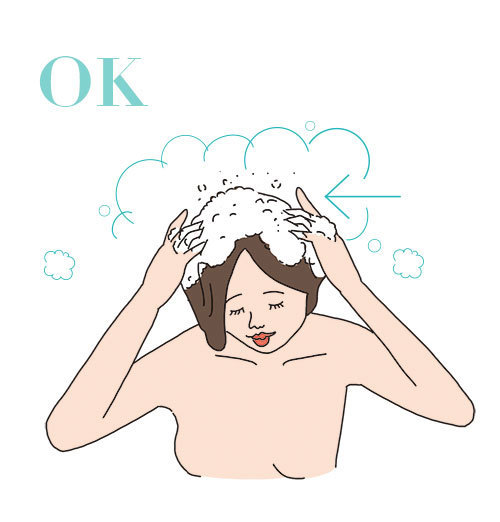 シャンプーをするときの正しい姿勢 OK例