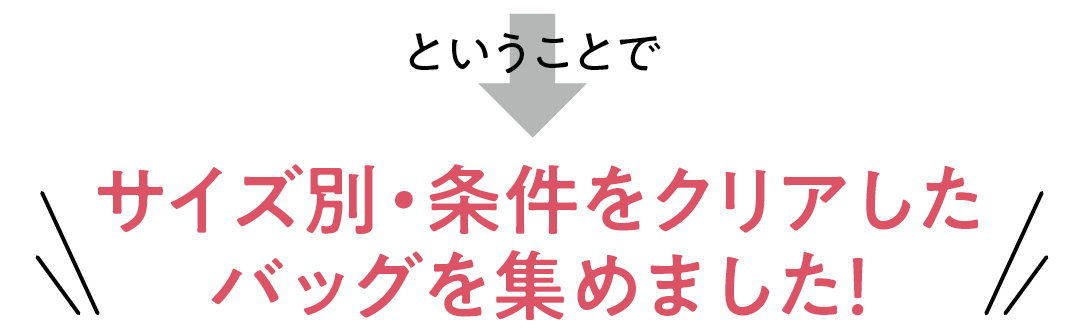 サイズ別・条件をクリアしたバッグを集めました!