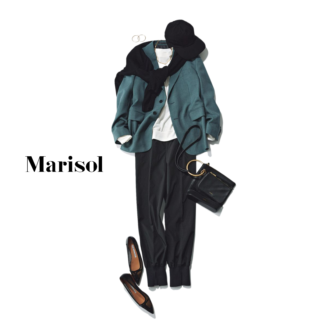 桜の季節は忍びよる毛虫対策のキャップをかぶって優雅にお花見通勤を 4月のコーデ 1st Tue ファッション誌marisol マリソル 40代をもっとキレイに 女っぷり上々