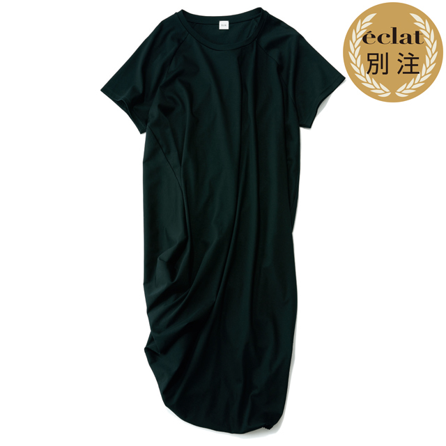 ELIN×éclat ギャザーTシャツ(ブラック)
