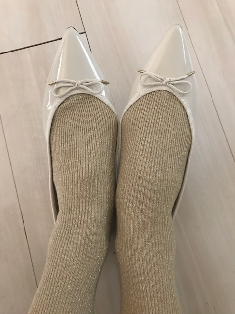 ゴールドラメソックス&ポインテッドバレエシューズ