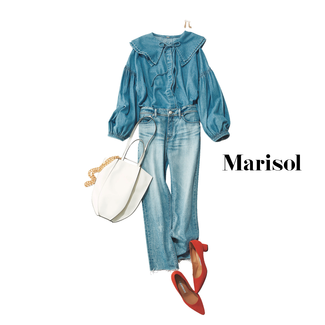 祝日は美術館巡り デニム素材同士ならセットアップ感覚で着やすい 21 11 3コーデ ファッション誌marisol マリソル 40代をもっとキレイに 女っぷり上々