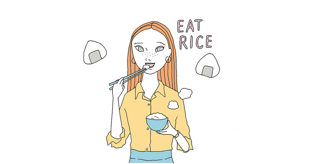 ご飯を食べているイラスト