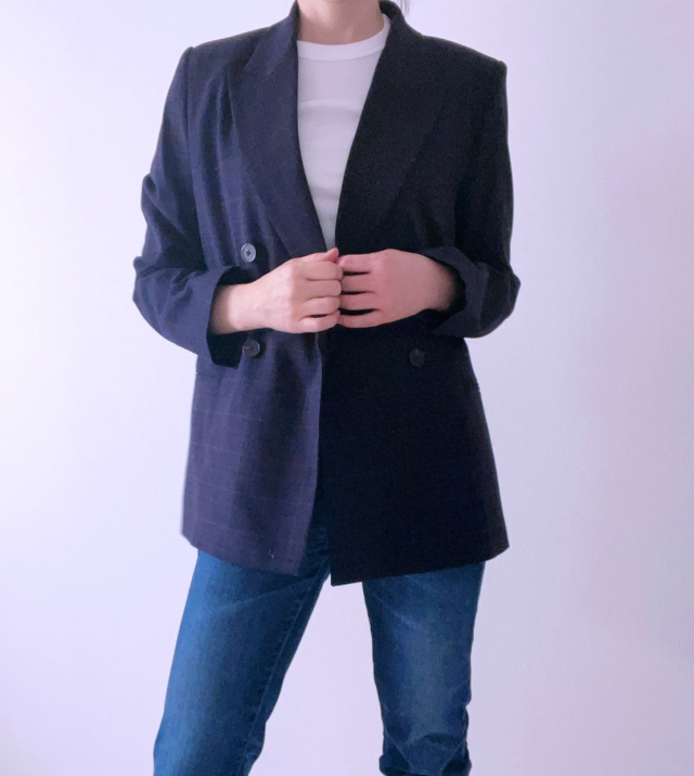 ZARA ダブルブレストウィンドウペンチェックブレザー