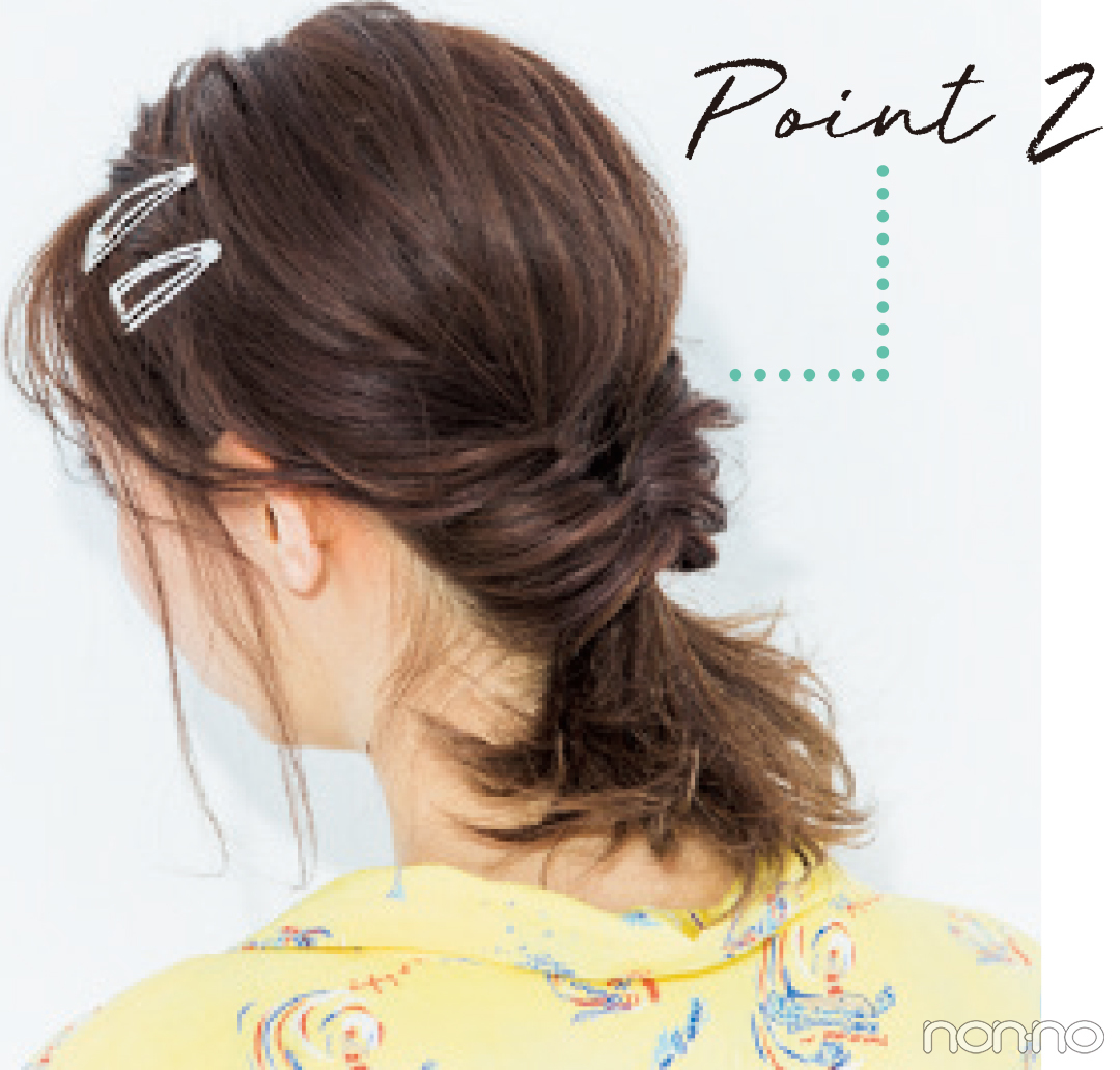 【前髪×ひとつ結びヘアアレンジ図鑑⑤】見せピン&くるりんぱで簡単可愛く!_1_6