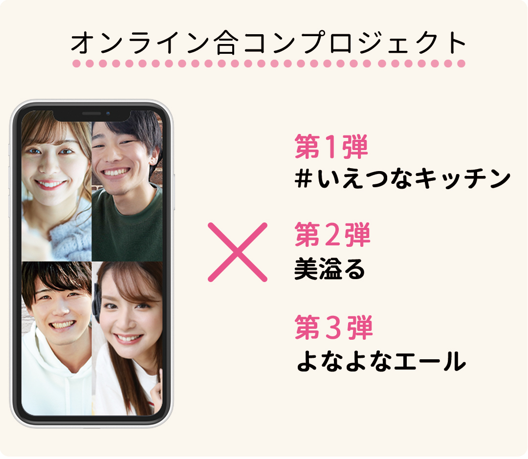 オンライン合コンプロジェクト 第1弾 #いえつなキッチン 第2弾 美溢る 第3弾 よなよなエール