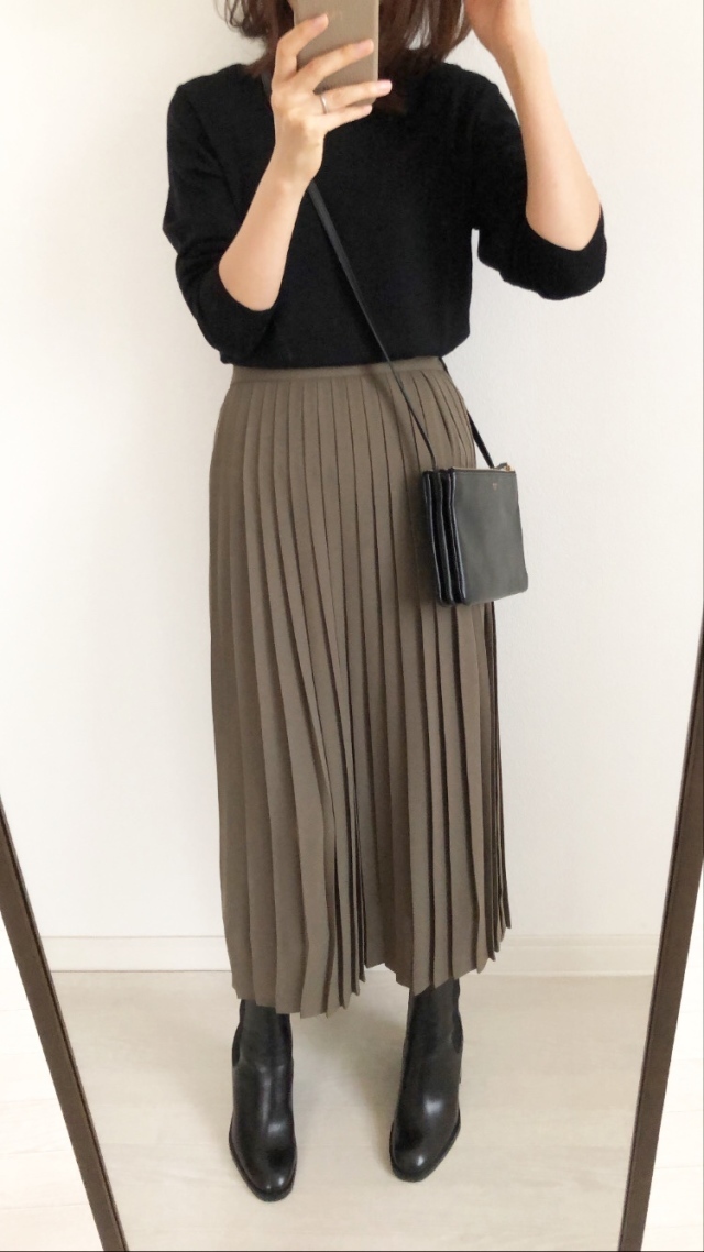 シフォンプリーツロングスカート OLIVE Mサイズ
