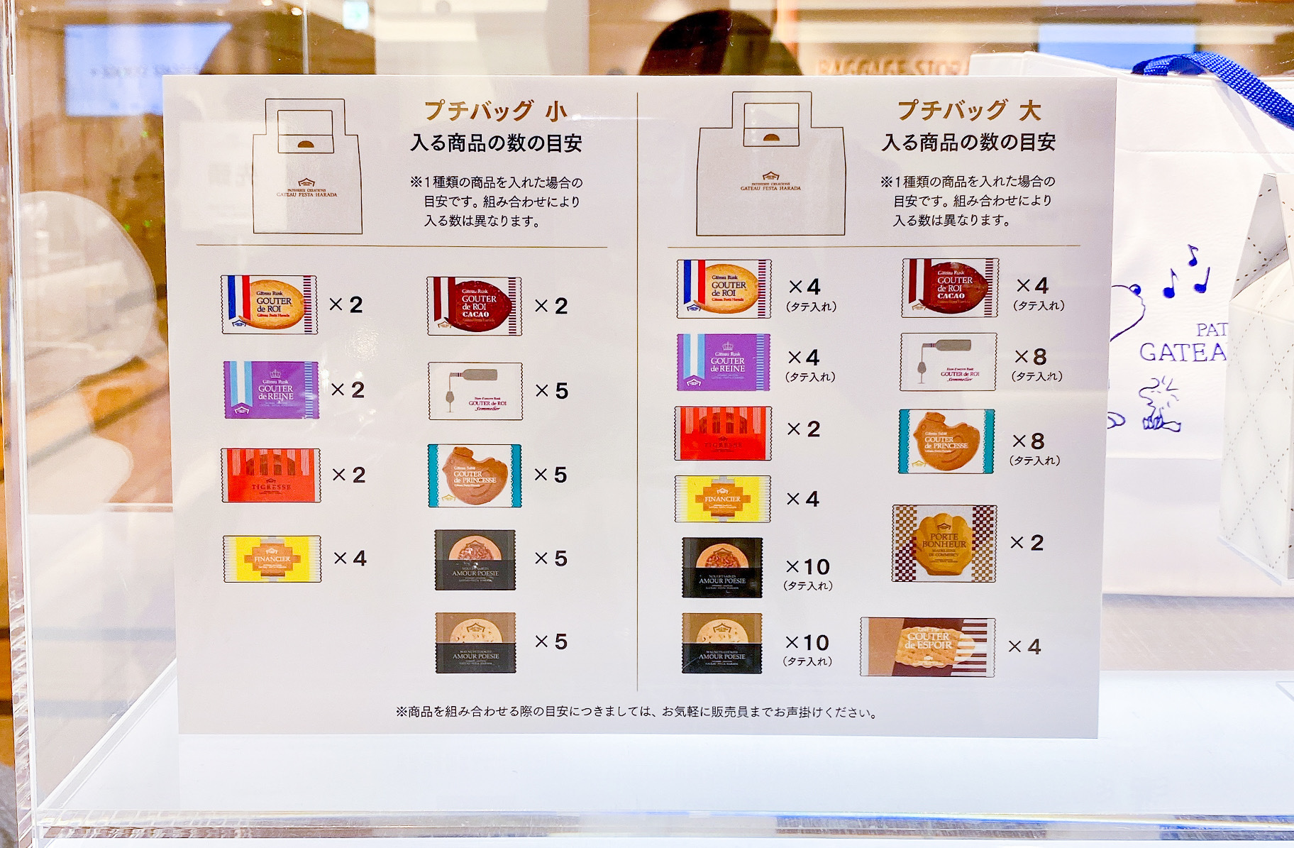 ガトーフェスタハラダのギフトボックスに入るラスクの目安