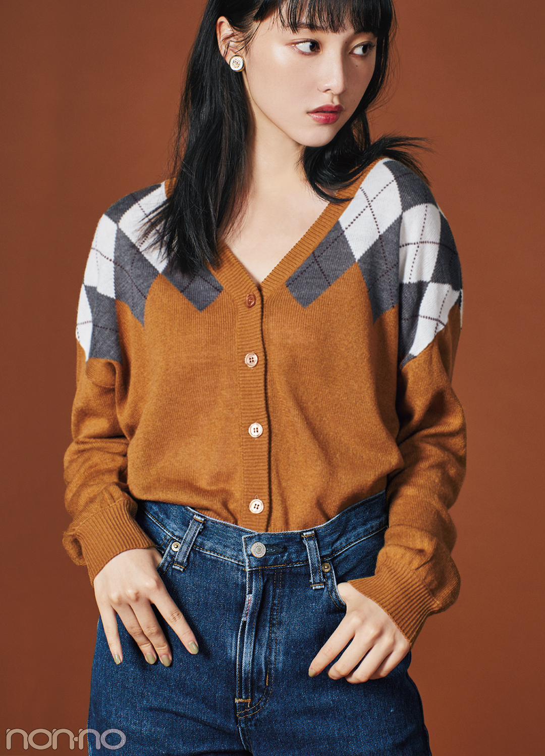 西野七瀬の最新アーガイルチェックコーデはコチラ Non No Web ファッション 美容 モデル情報を毎日お届け
