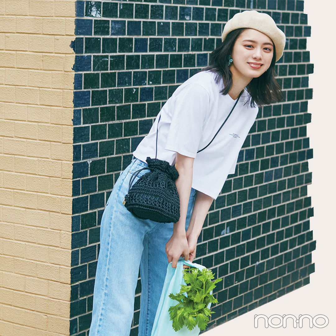 夏のモノトーンは素材でメリハリをつけて 大学生の毎日コーデ Non No Web ファッション 美容 モデル情報を毎日お届け