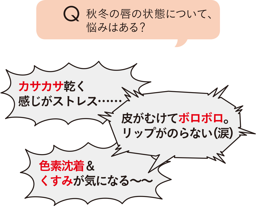 秋冬の唇の状態について、悩みはある?