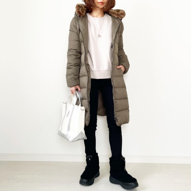 GUのダブルフェイスプルオーバーに UNIQLOのウルトラストレッチジーンズを合わせました。