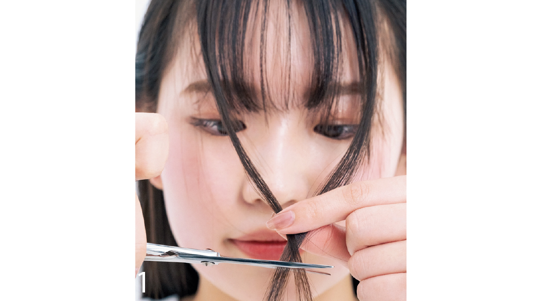 面長さんの前髪セルフカット1