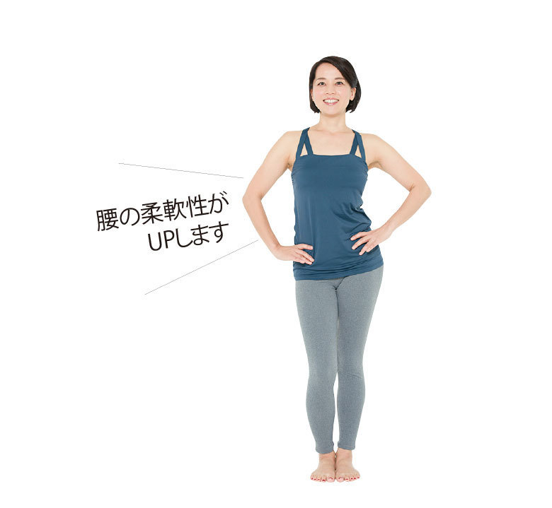 膝を交互に曲げる動きで歩くときも腰が使えるように