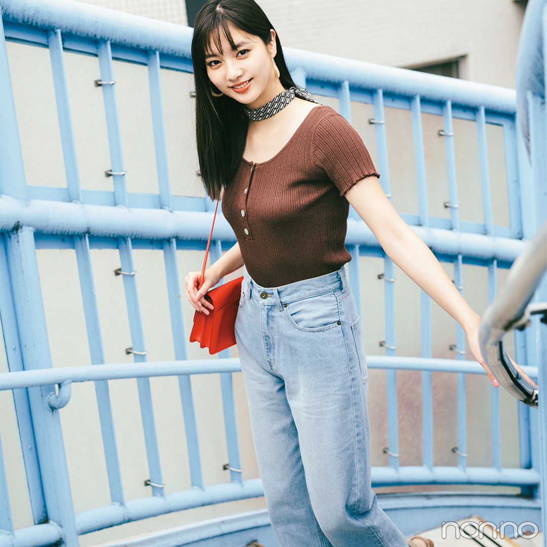 新木優子はピンクのｔシャツ デニムで大人の甘カジュアル 毎日コーデ Non No Web ファッション 美容 モデル情報を毎日お届け