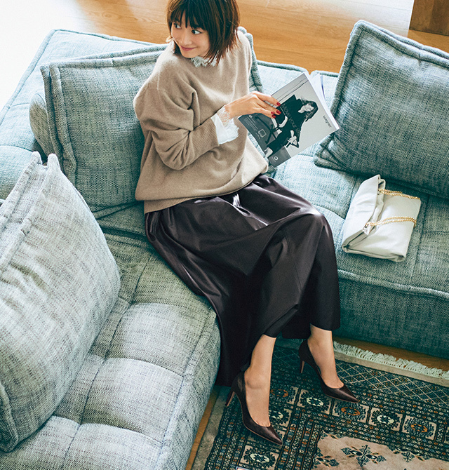 40代 華やかスカート レザー