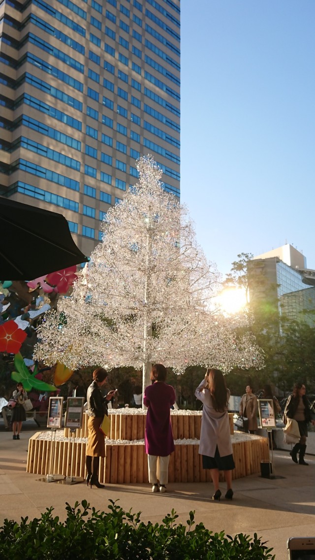 赤坂にある「東京ガーデンテラス紀尾井町」のクリスマスツリー(#^^#)
お天気も良く、虹色に光輝いて綺麗。
虹色=全てのチャクラの色♡見ているだけで、心から癒されました♪