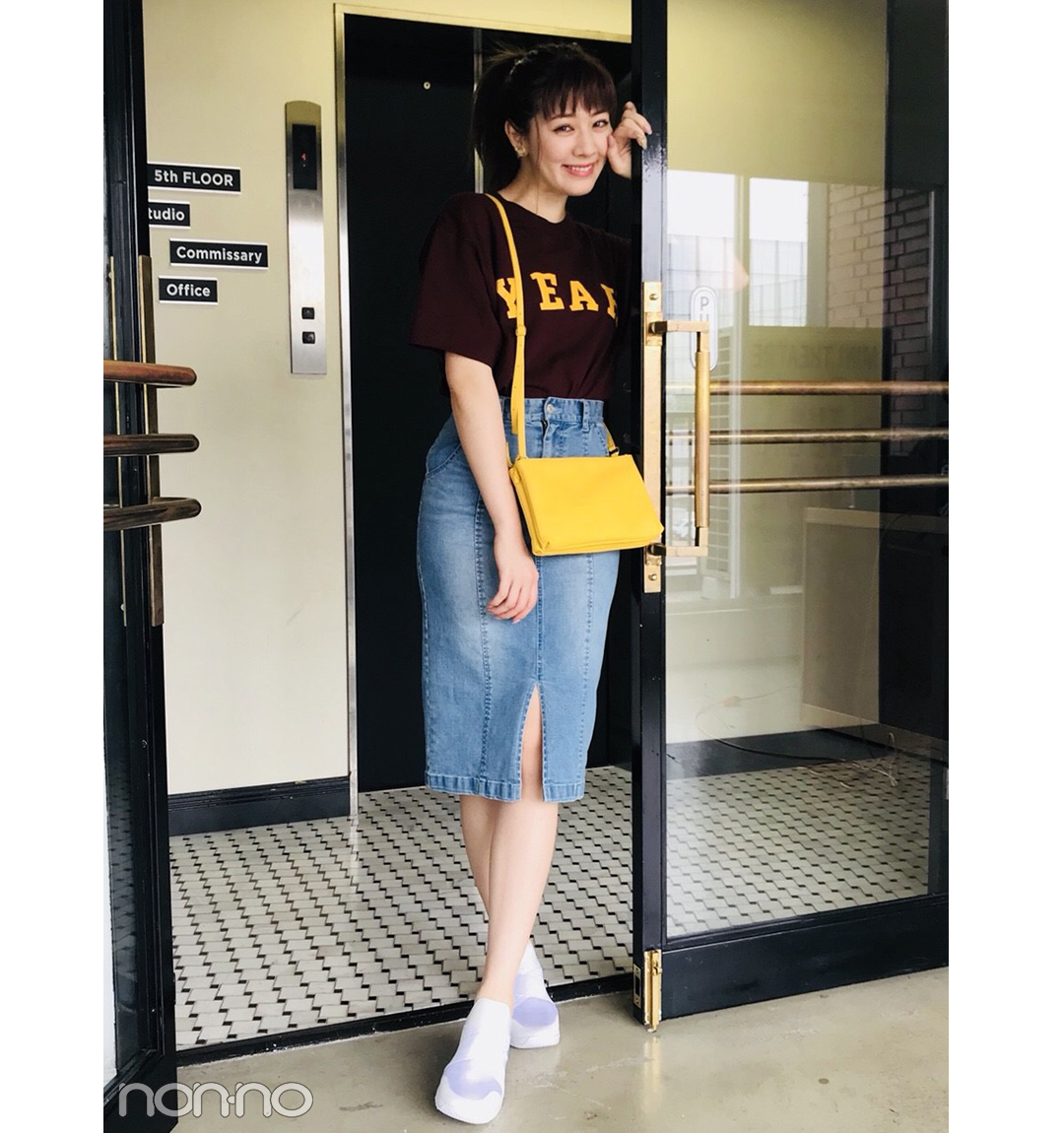 岡本杏理はデニムタイトで女っぽカジュアル【毎日コーデ】_1_1