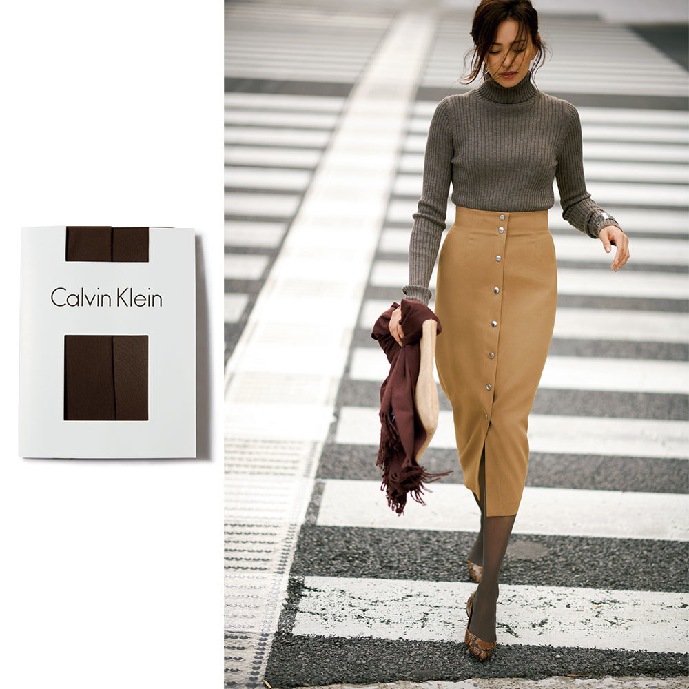 カルバンクラインのソフトオペーク「チョコレート」でタイツコーデ