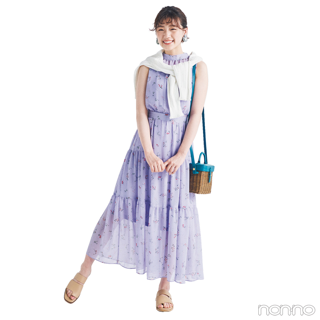 花柄ワンピースは今っぽ小物でトレンド感をプラス 毎日コーデ Non No Web ファッション 美容 モデル情報を毎日お届け