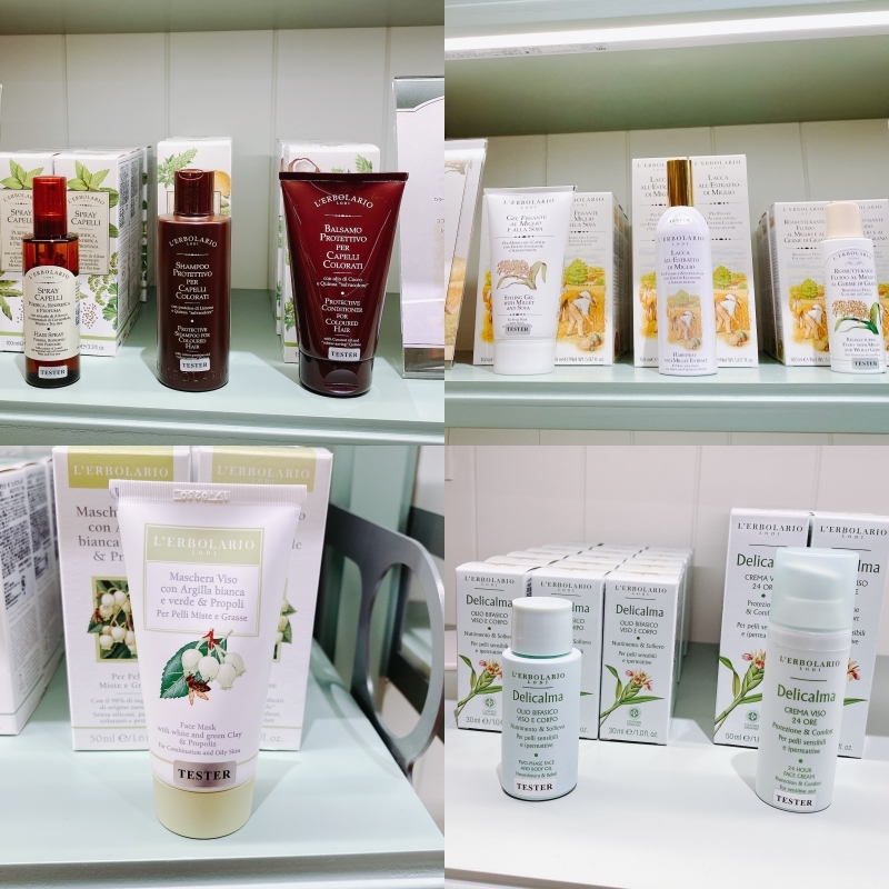 レルボラリオにはカラーリングした髪のためのヘアケアやフェイシャルケアも充実