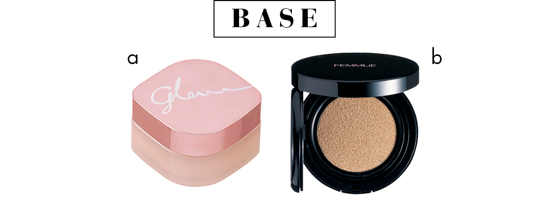 BASE aミシャ グロウスキンバーム b エバーグロウクッション SPF23・PA++ ¥4600/FEMMUE