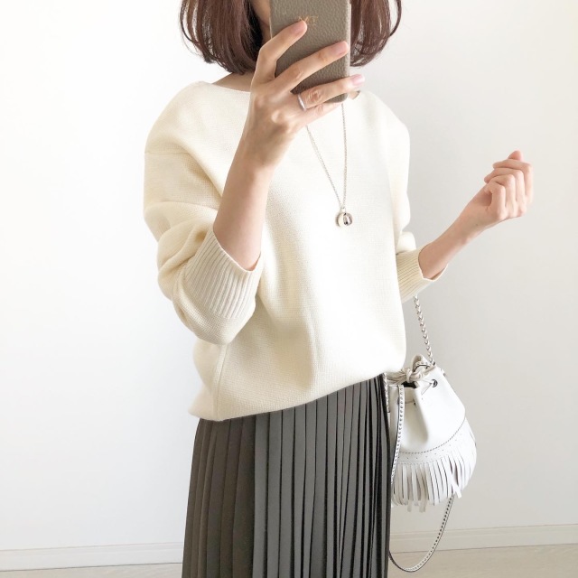 UNIQLO シフォンロングプリーツスカート OLIVE