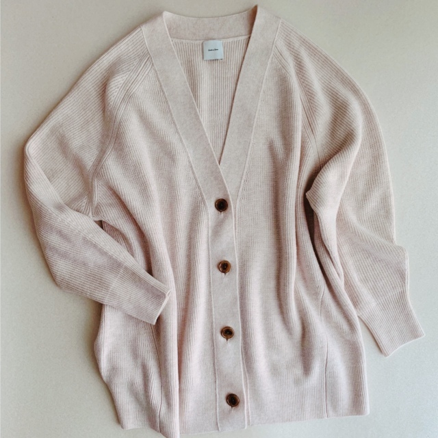 Spick&Span 片畦Vネックカーディガン ナチュラル