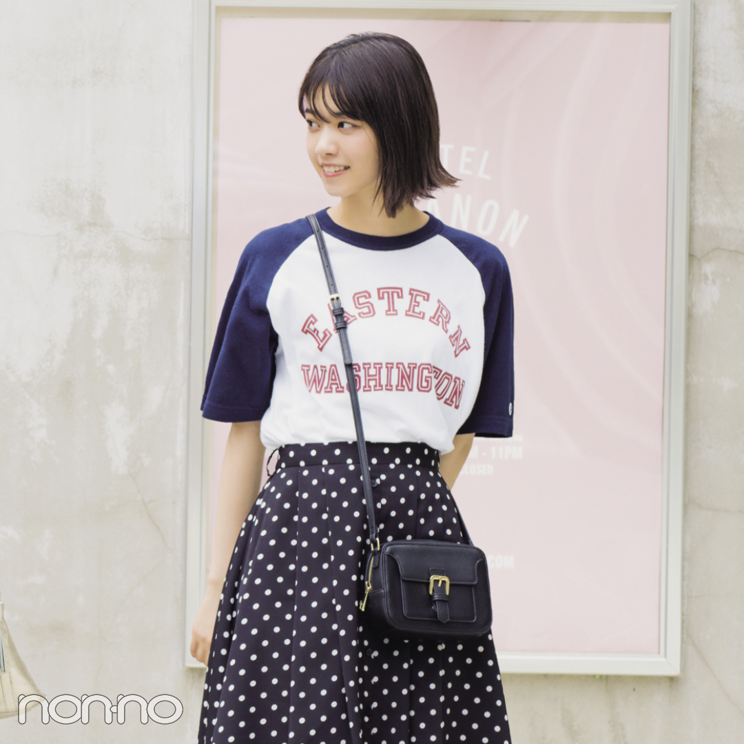 夏に大活躍 西野七瀬のドット柄スカートコーデ３選 Non No Web ファッション 美容 モデル情報を毎日お届け