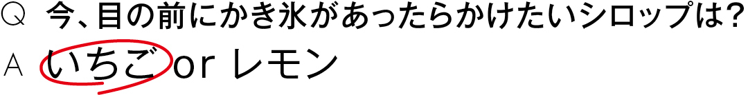 今、目の前にかき氷があったら かけたいシロップは?いちご or レモン