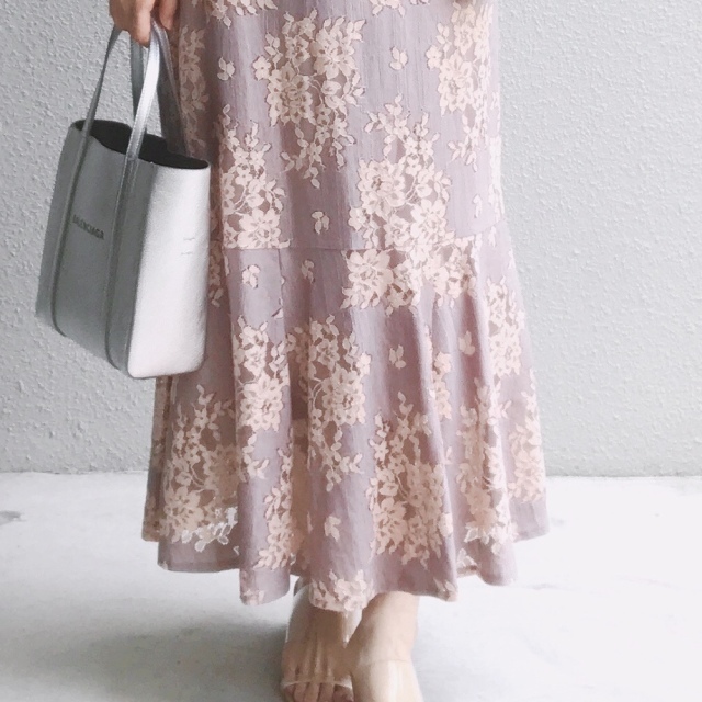 U by SPICK & SPAN レースワンピース マーメイドライン くすみピンク