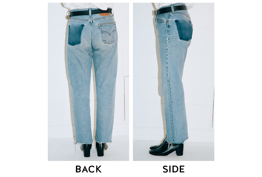リーバイス®のウォッシュドストレートデニムのシルエット