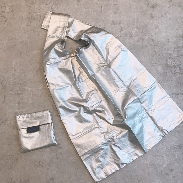 BAGGU メタリックシルバー 折りたたみ ポケッタブル エコバッグ レジ袋