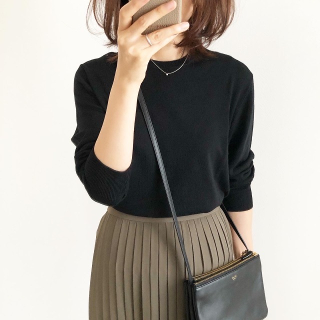 シフォンプリーツロングスカート OLIVE Mサイズ