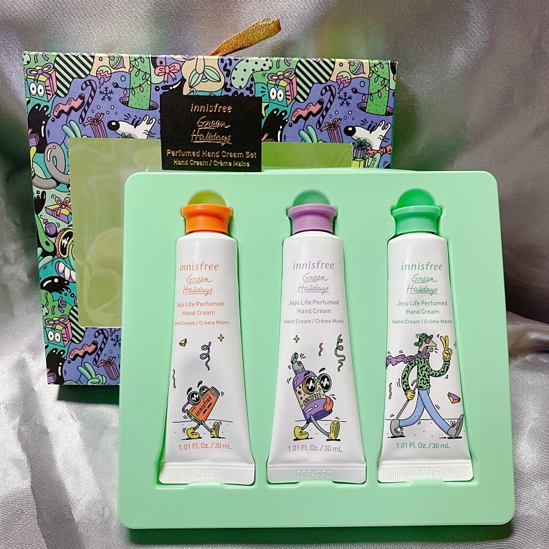 innisfreeのハンドクリームの人気の香り3品セットのクリスマスコフレも