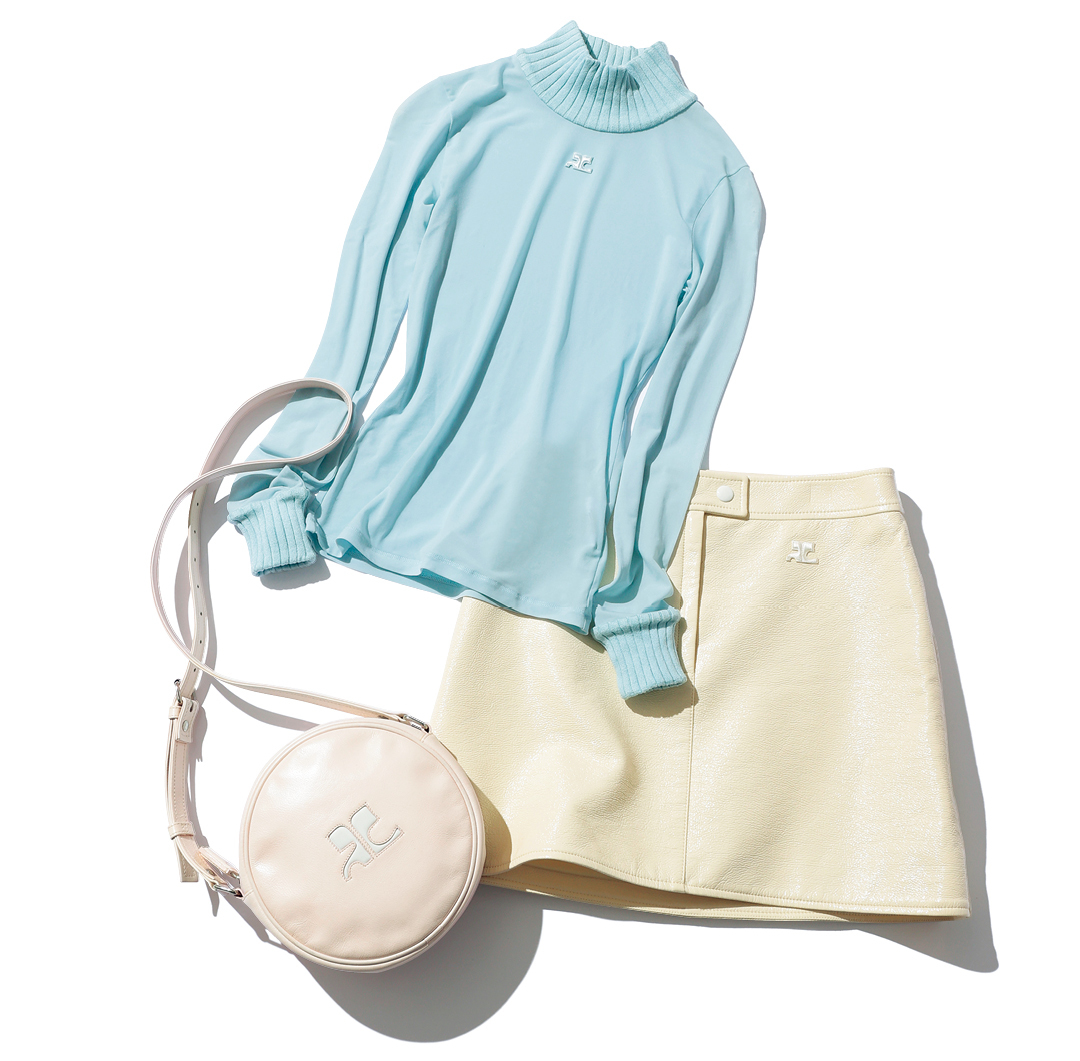 Courrèges のニット、バッグ、スカート