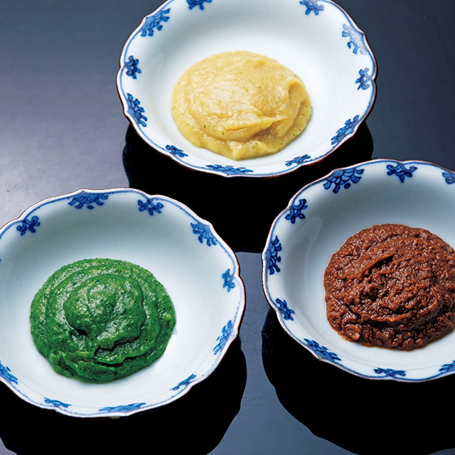 炊き味噌3点セット¥2,700(すべて送料別)。