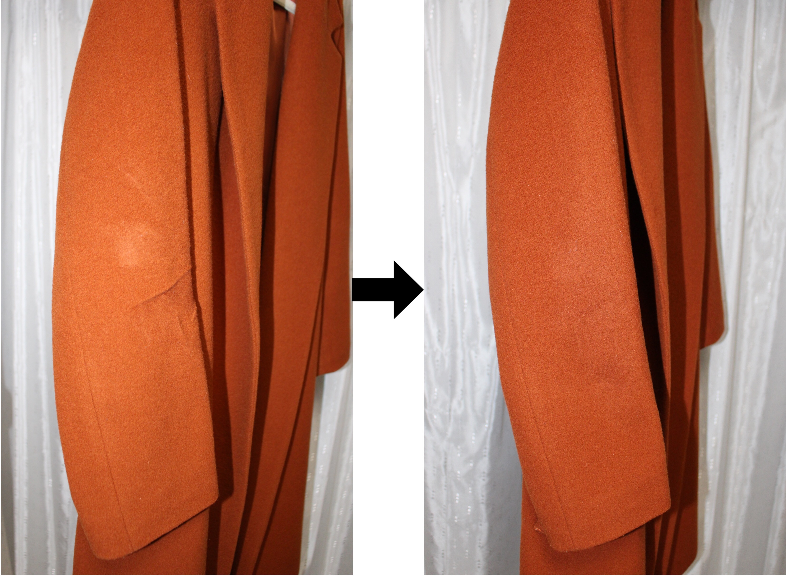 コートのシワとりBEFORE→AFTER