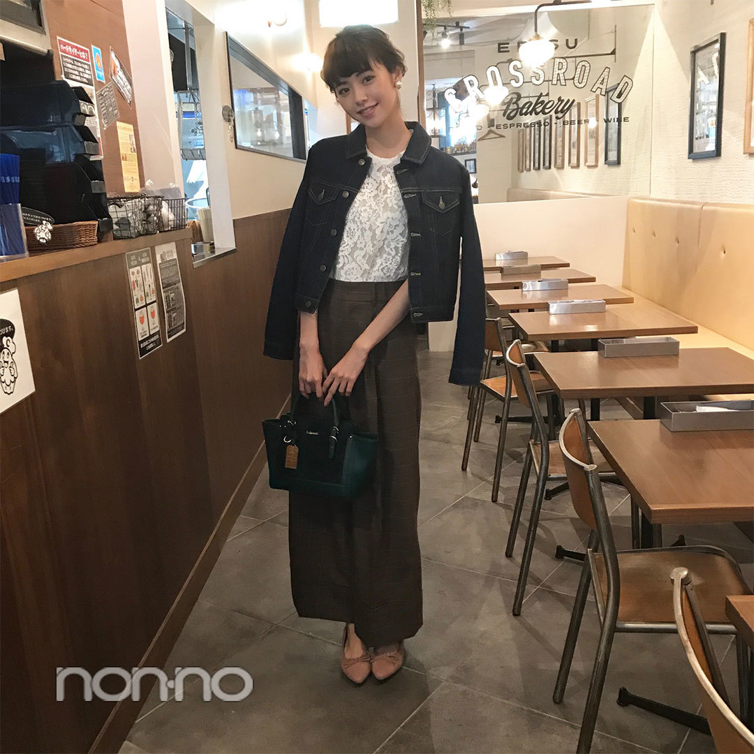 鈴木優華はグレンチェックのワイドパンツをちょい甘仕上げ♡ 【毎日コーデ】_1_1