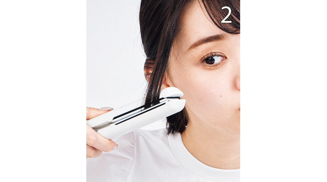 ストレートアイロンで前髪ぺた流しヘアアレンジ2