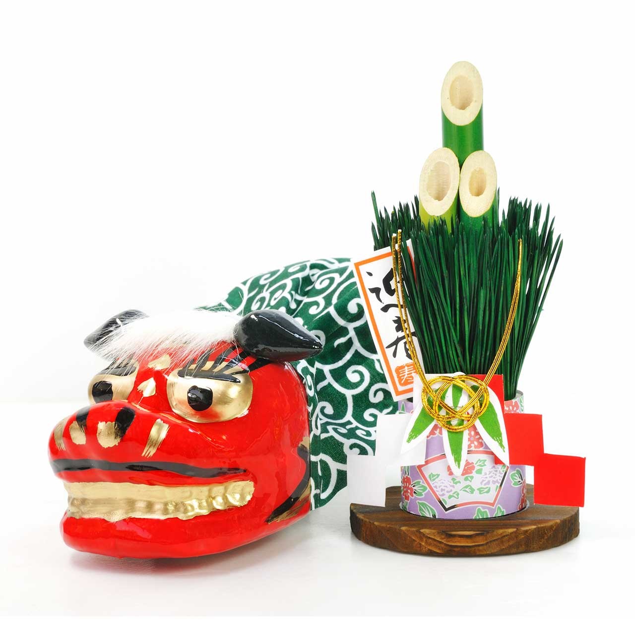 正月の獅子舞と門松