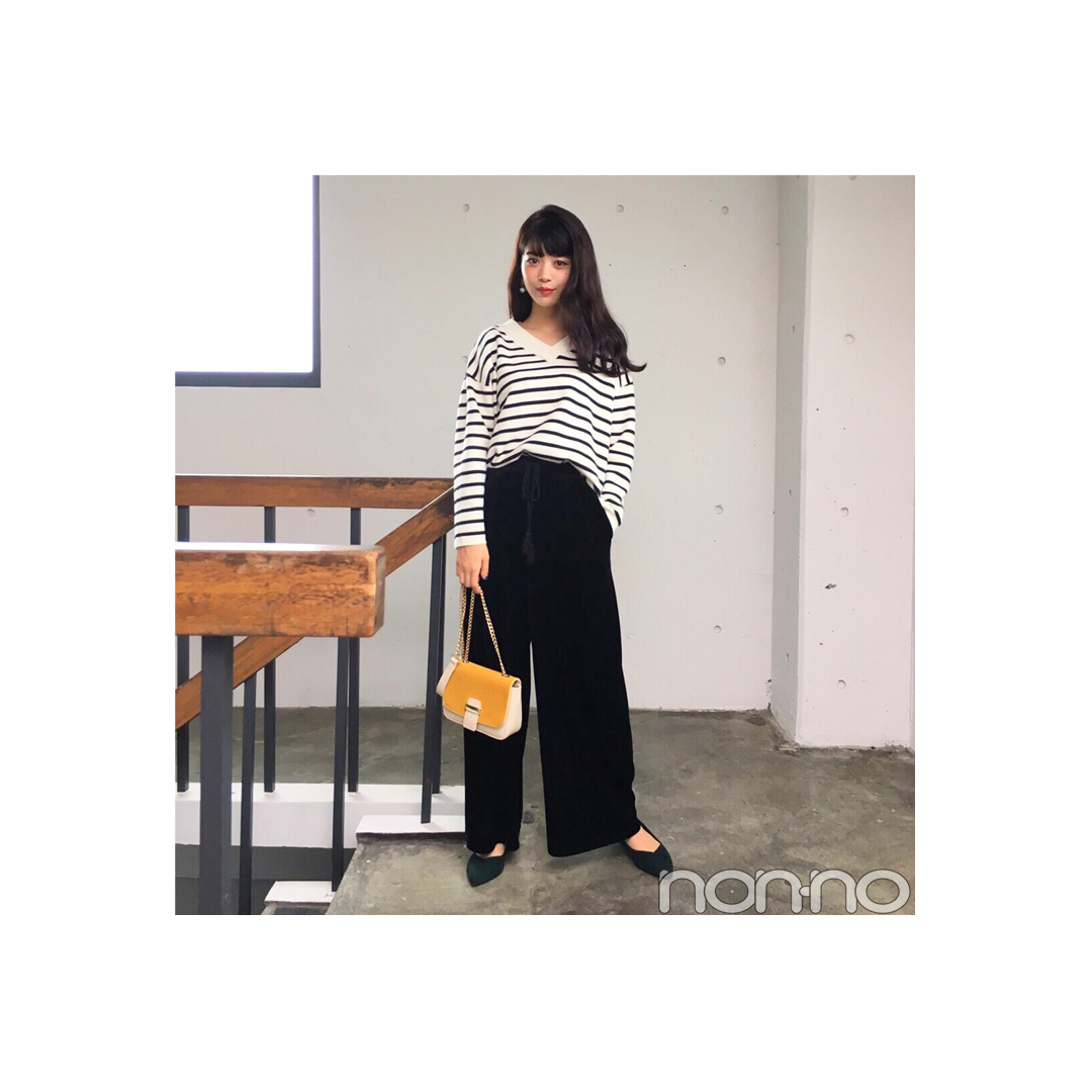 馬場ふみかのモノトーンベロアパンツコーデは男子ウケも◎【毎日コーデ】_1_1
