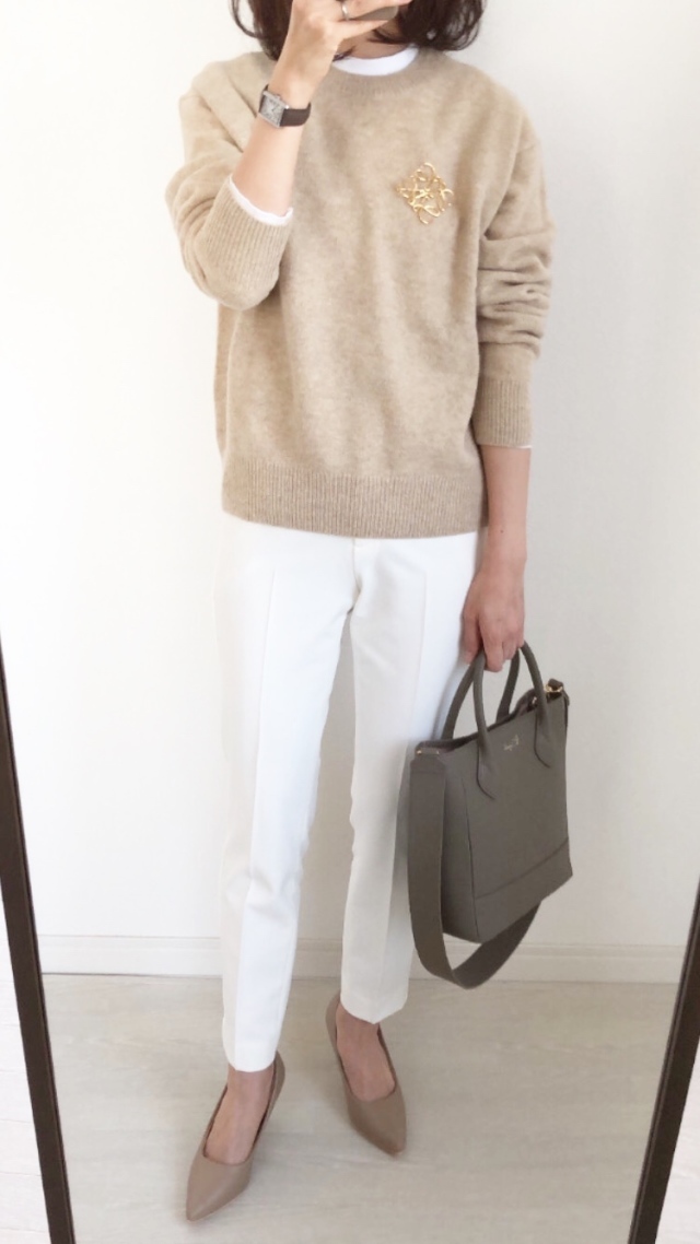 UNIQLO プレミアムラムクルーネックセーター NATURAL