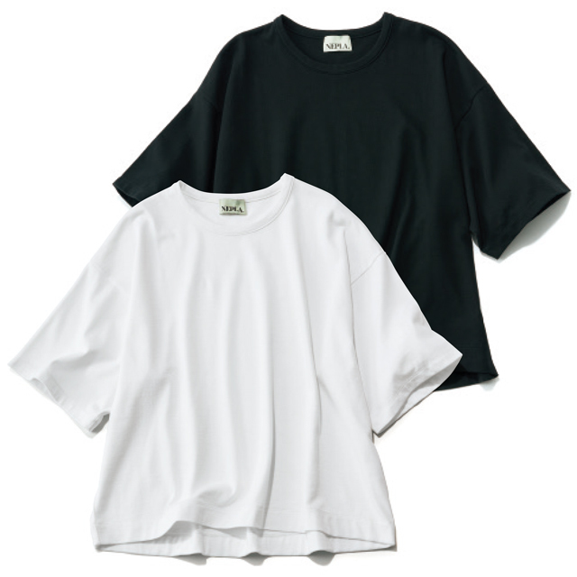 NEPLA. ワイドTシャツ(左から)ブラック、ホワイト