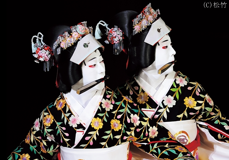 (左)坂東玉三郎丈(右)尾上菊之助丈 /『京鹿子娘二人道成寺』