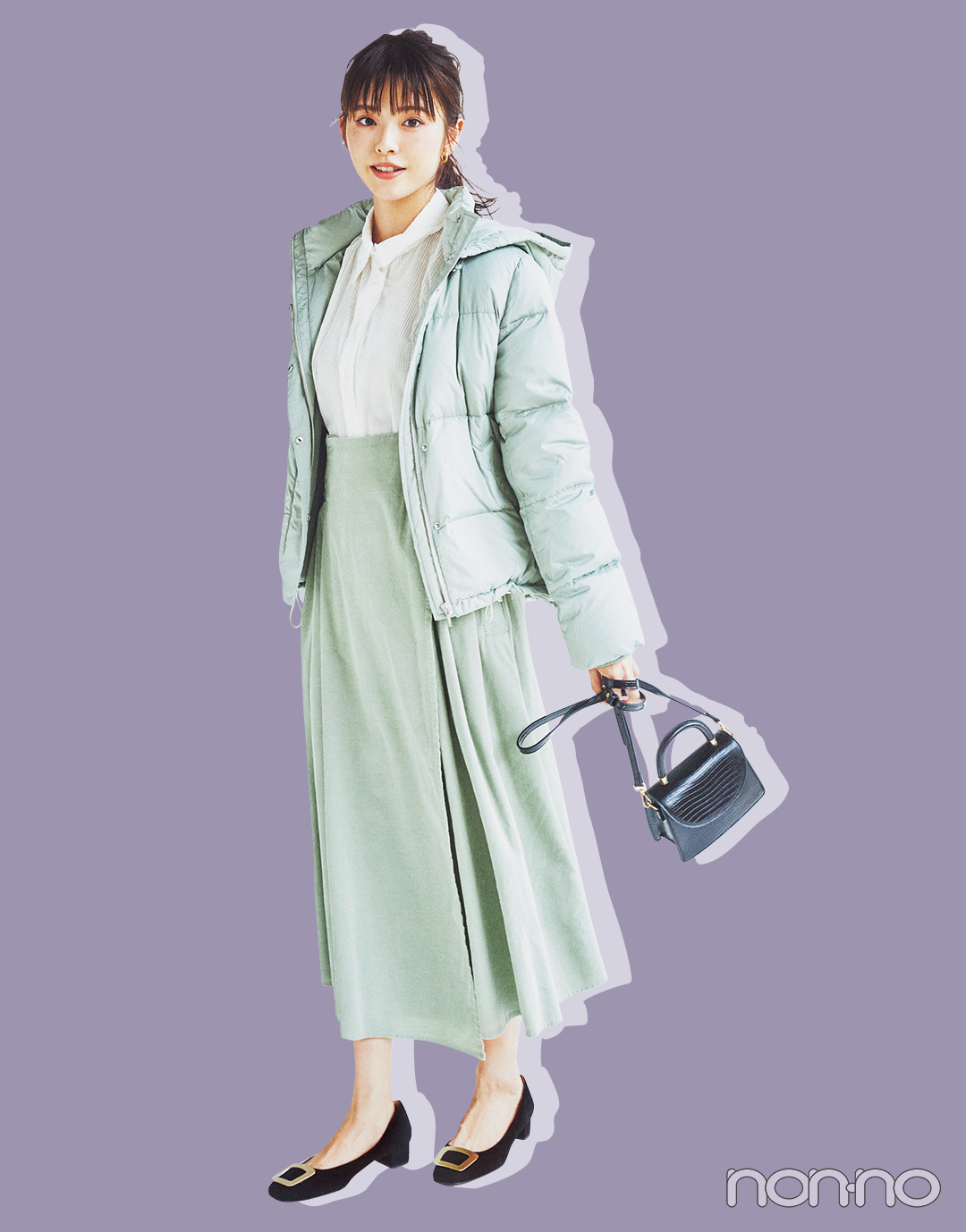 抜群の華奢見え効果! ショートダウン×小花柄ワンピが最強!【トレンドアウターのスタイルUPアイディア④】_1_5